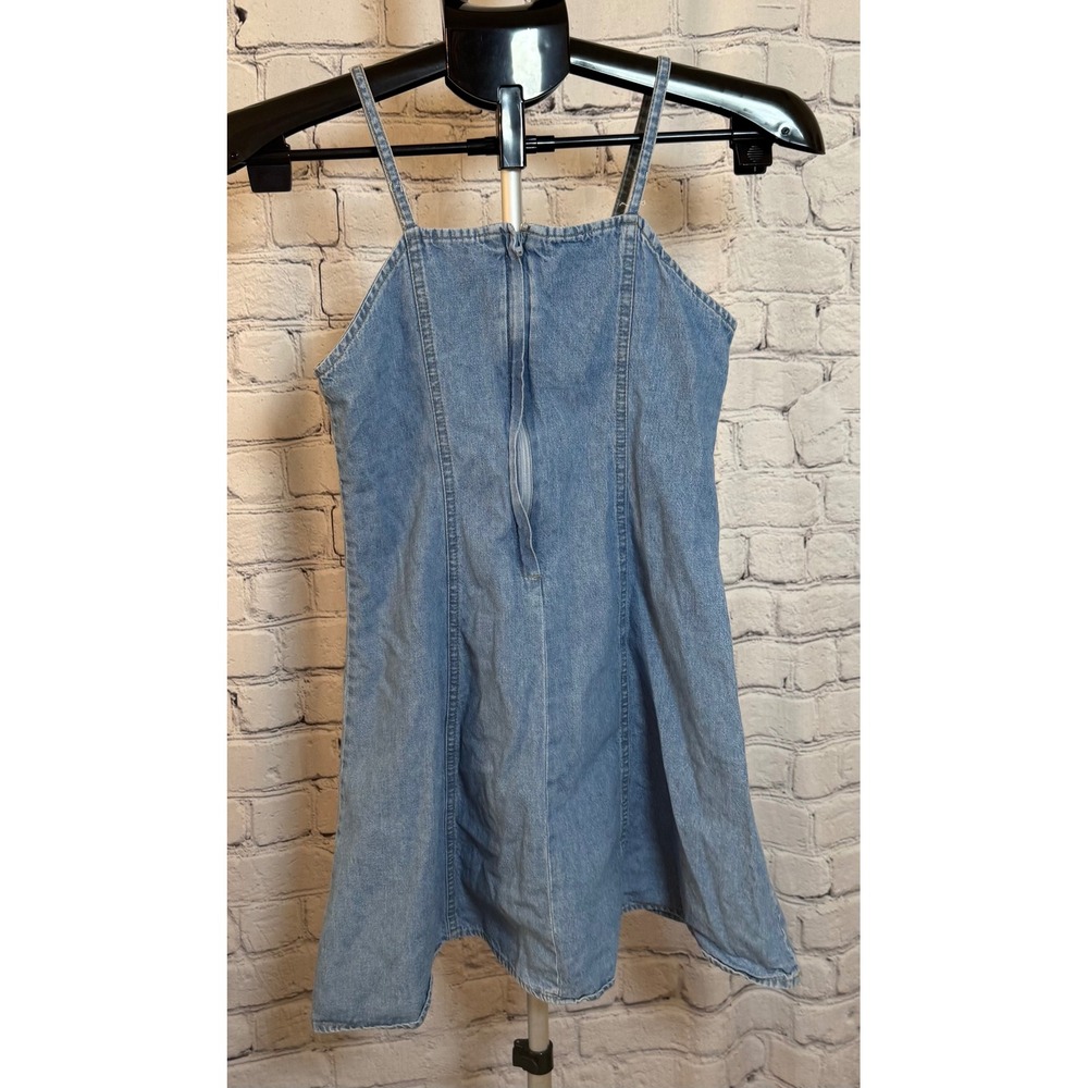 Vintage Guess Jeans Denim Mini Dress Light Wash USA Made Size 12 Sleeveless 90s - Picture 2 of 4
